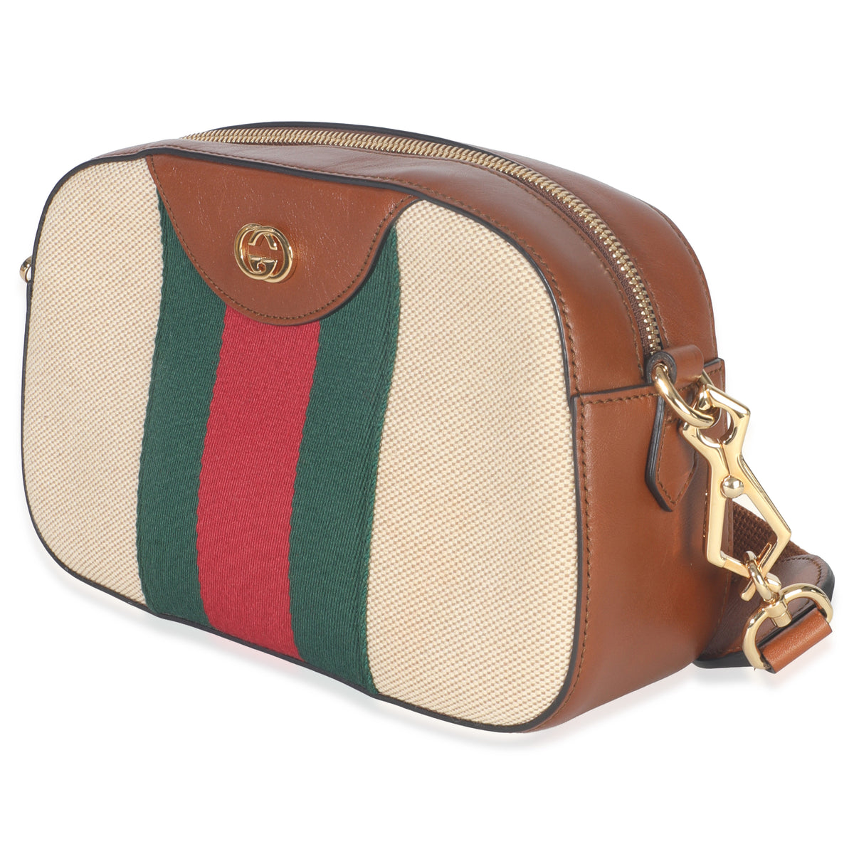 Beige Canvas Vintage GG Web Crossbody Bag