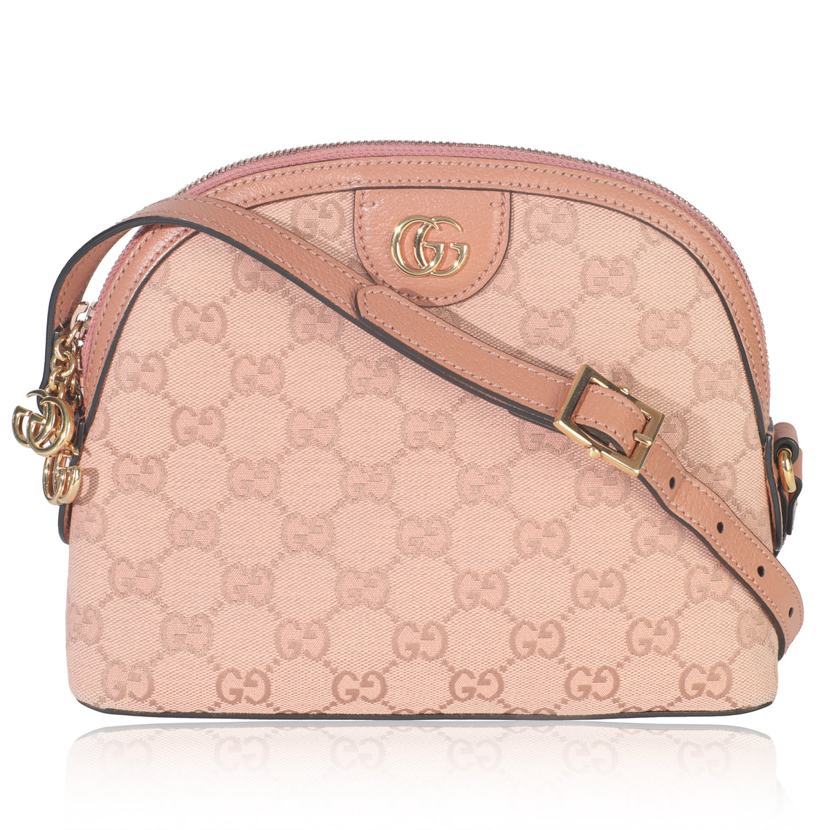 Gucci Pink GG Canvas Small Dome Ophidia Crossbody Bag Handbag fv