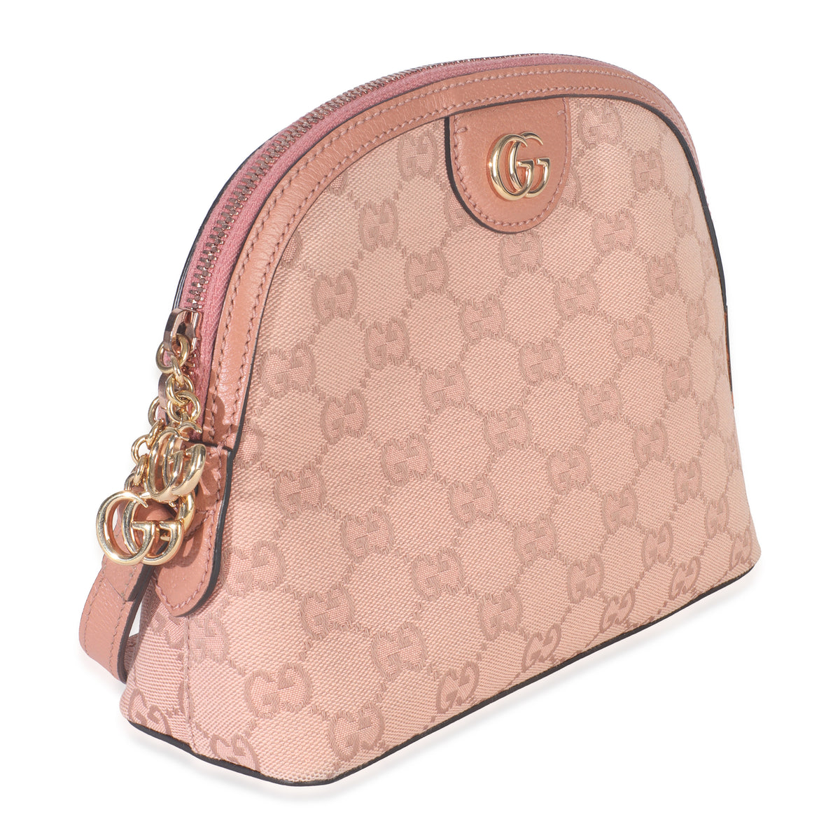 Gucci Pink GG Canvas Small Dome Ophidia Crossbody Bag Handbag pv