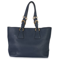 Navy Blue Vitello Daino Phenix Shopper Tote