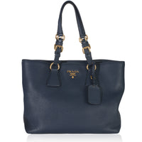 Navy Blue Vitello Daino Phenix Shopper Tote