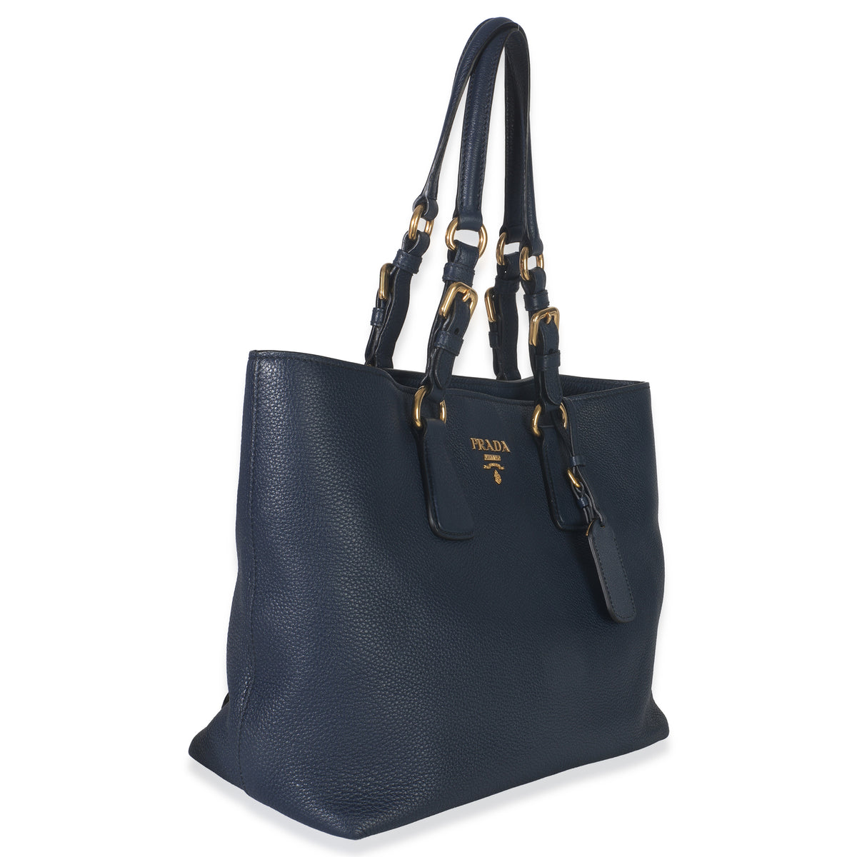 Navy Blue Vitello Daino Phenix Shopper Tote
