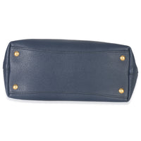 Navy Blue Vitello Daino Phenix Shopper Tote