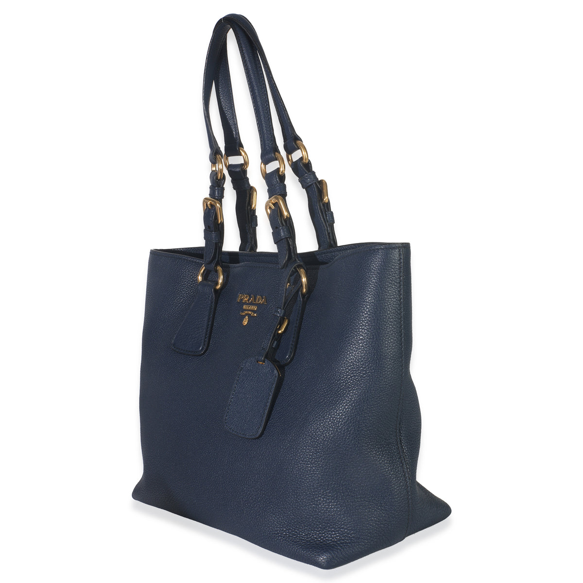 Navy Blue Vitello Daino Phenix Shopper Tote