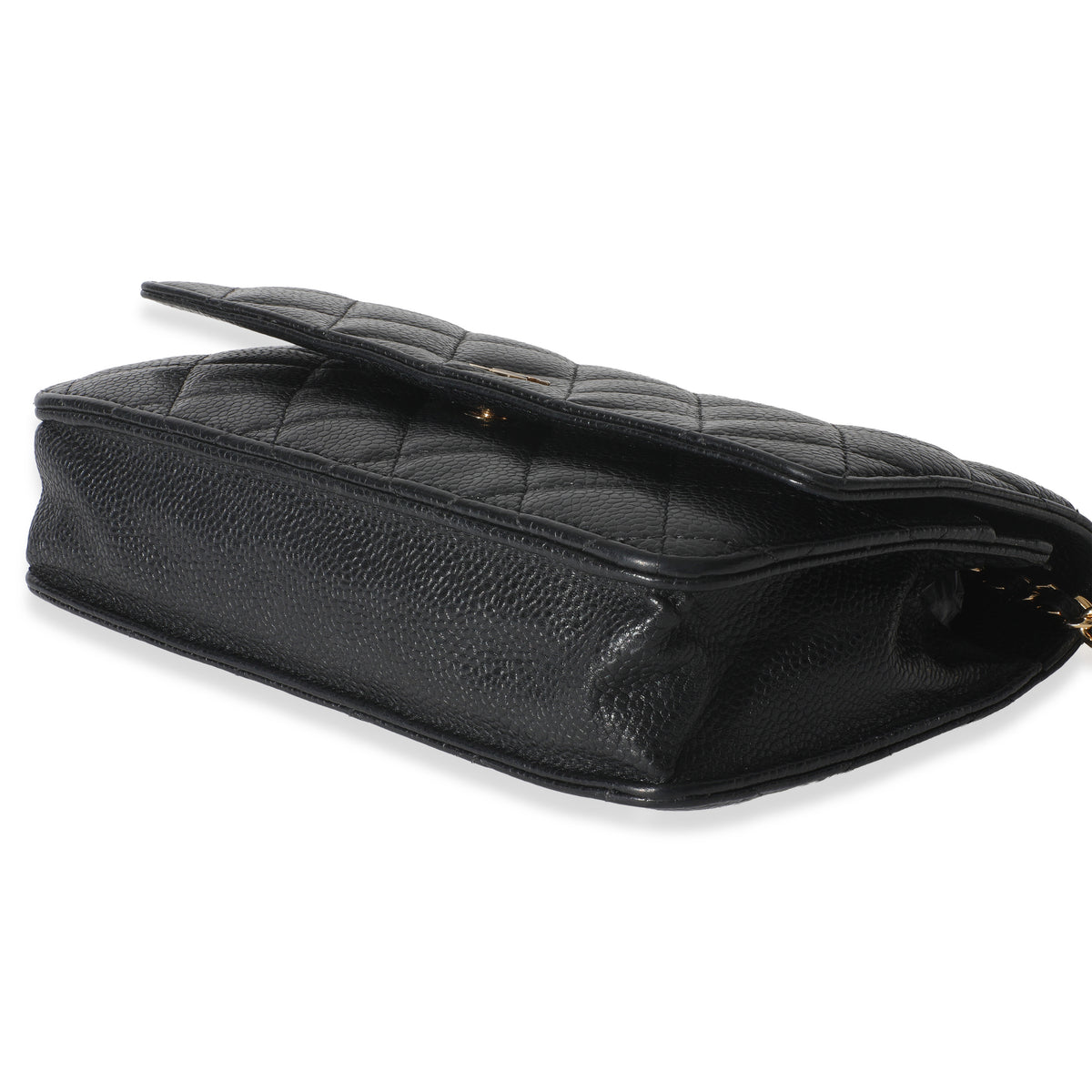 Chanel Black Quilted Caviar Classic Wallet On Chain Handbag box