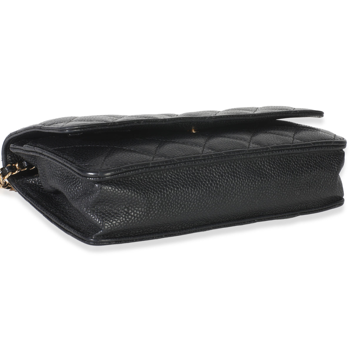 Chanel Black Quilted Caviar Classic Wallet On Chain Handbag clasp