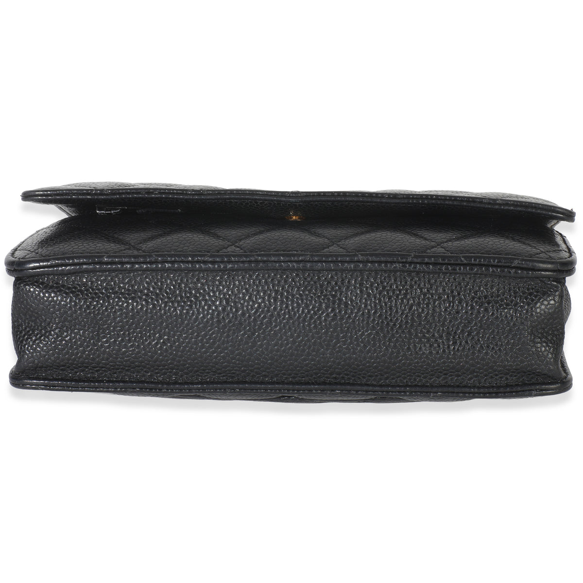 Chanel Black Quilted Caviar Classic Wallet On Chain Handbag stamp