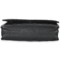 Chanel Black Quilted Caviar Classic Wallet On Chain Handbag stamp
