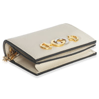 Gucci Vintage White Grainy Calfskin Zumi Chain Card Case Wallet Wallet box