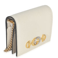 Gucci Vintage White Grainy Calfskin Zumi Chain Card Case Wallet Wallet pv