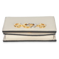 Gucci Vintage White Grainy Calfskin Zumi Chain Card Case Wallet Wallet stamp
