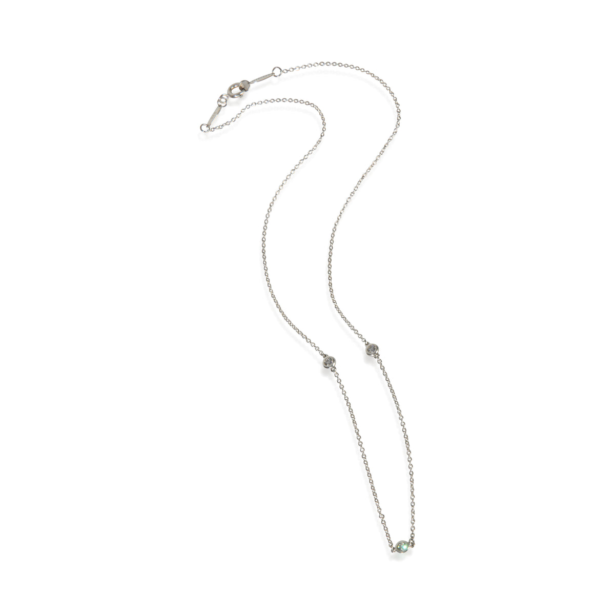 Sterling Silver Diamond Elsa Peretti Diamond By The Yard Necklace