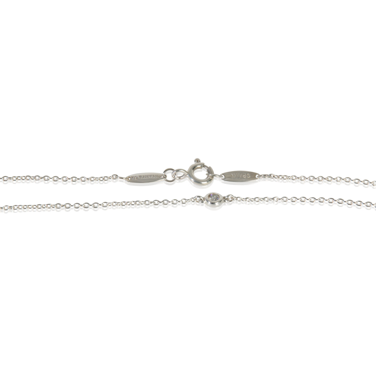 Sterling Silver Diamond Elsa Peretti Diamond By The Yard Necklace
