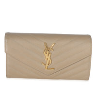 Tan Grain De Poudre Matelasse Chevron Monogram Flap Wallet