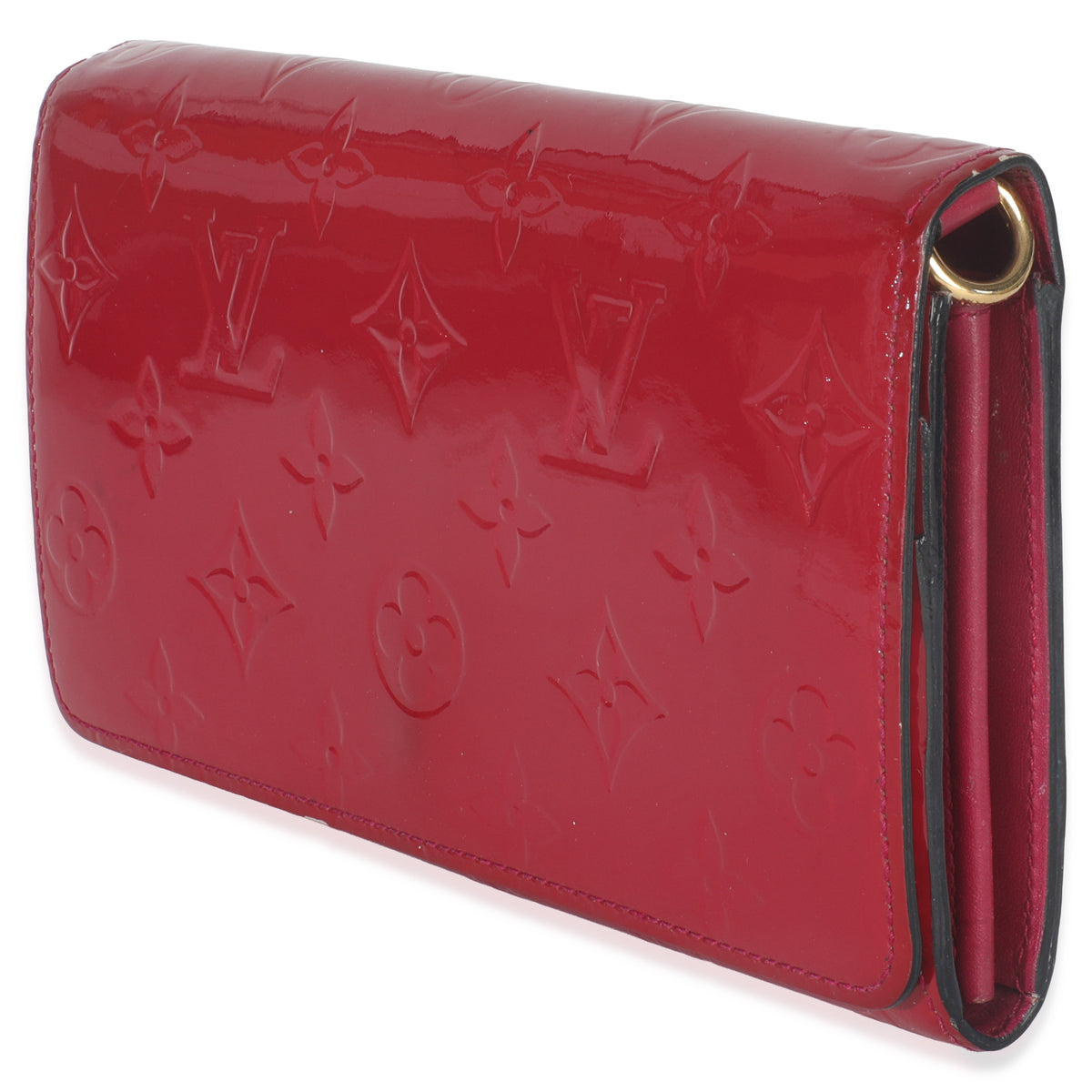 Louis Vuitton Rose Pop Monogram Vernis Sarah Chain Wallet Wallet sv