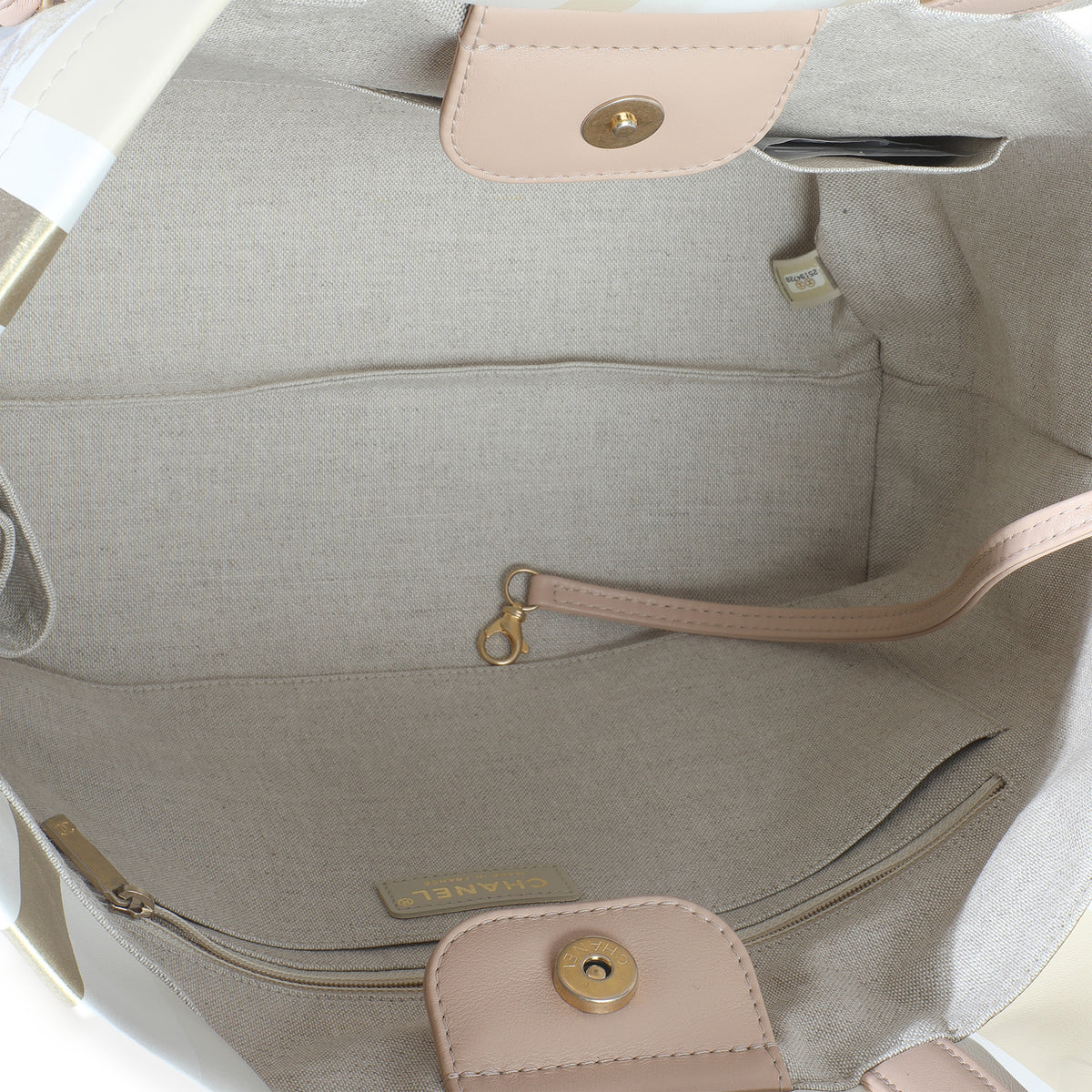 Chanel Beige Brown Canvas Floral Shopping Tote Handbag av