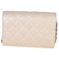 Chanel Beige Iridescent Quilted Lambskin Paris Hamburg Pearl Clutch With Chain Handbag bv