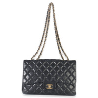 Chanel Black Quilted Lambskin Jumbo Single Flap Bag Handbag av
