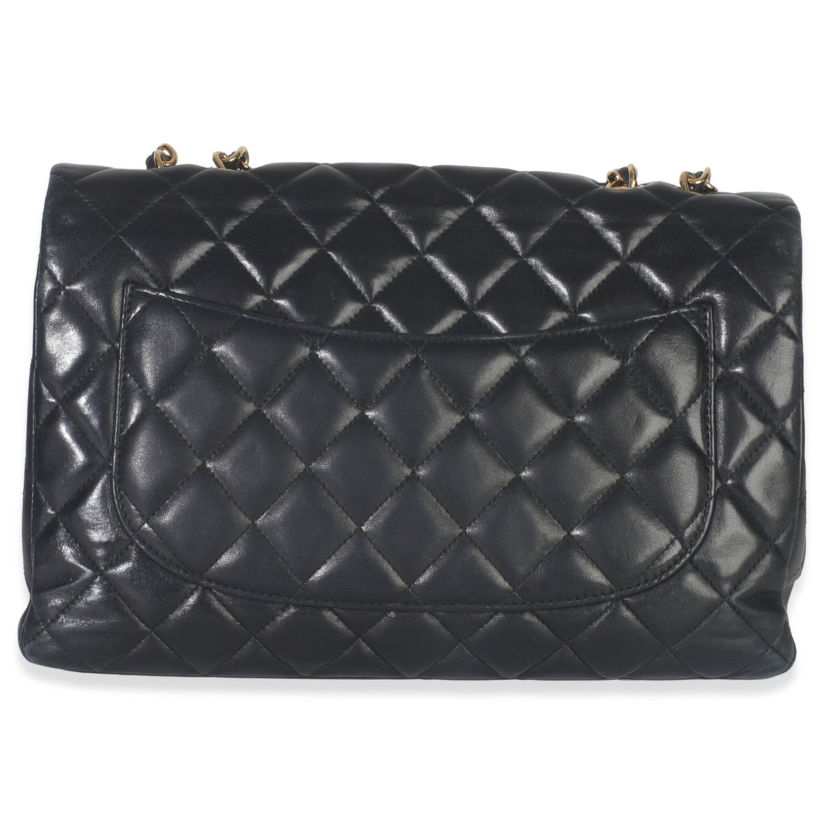 Chanel Black Quilted Lambskin Jumbo Single Flap Bag Handbag bv