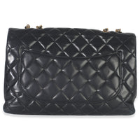 Chanel Black Quilted Lambskin Jumbo Single Flap Bag Handbag bv