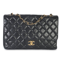 Chanel Black Quilted Lambskin Jumbo Single Flap Bag Handbag fv