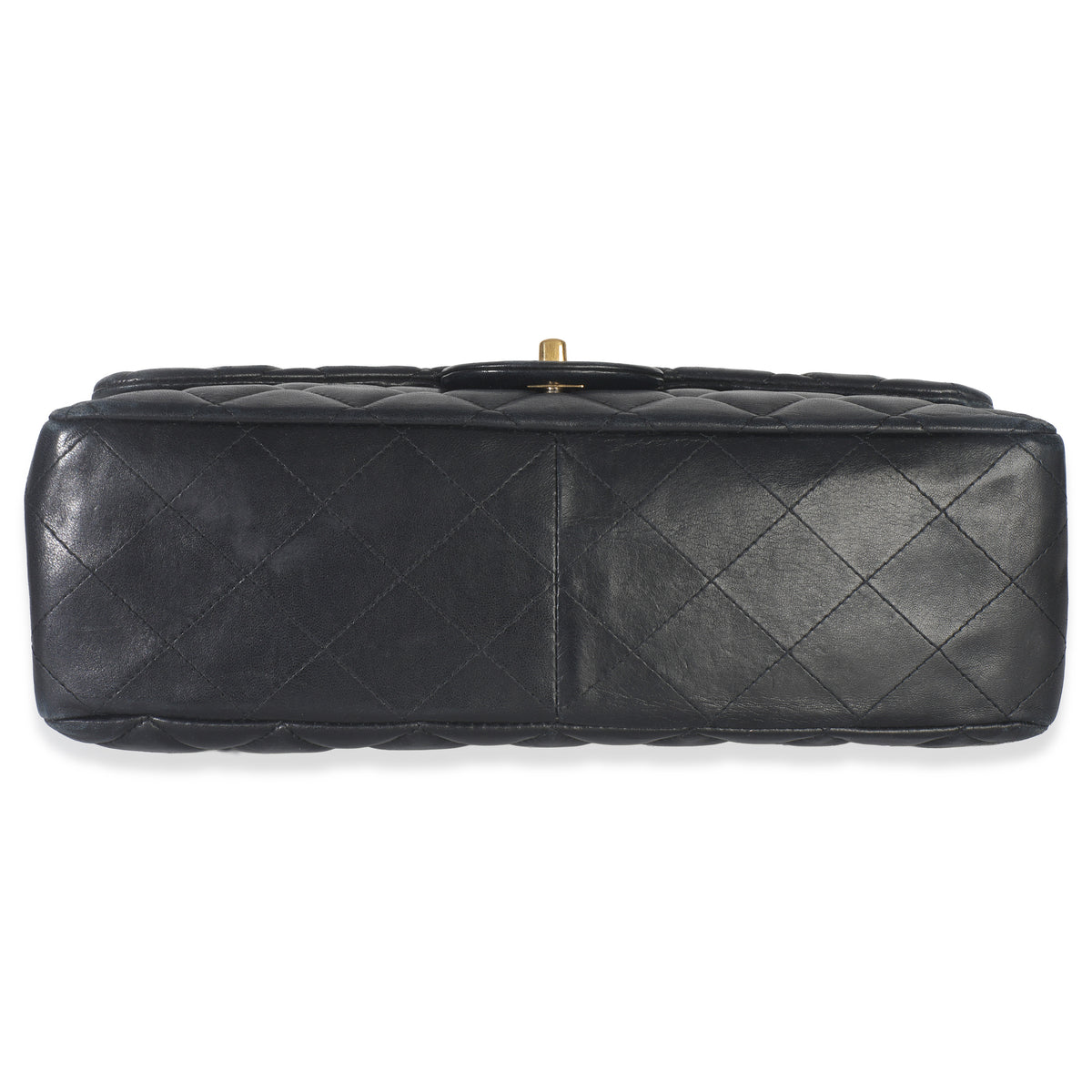 Chanel Black Quilted Lambskin Jumbo Single Flap Bag Handbag stamp