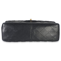 Chanel Black Quilted Lambskin Jumbo Single Flap Bag Handbag stamp
