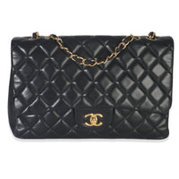 Black Quilted Lambskin Jumbo Single Flap Bag