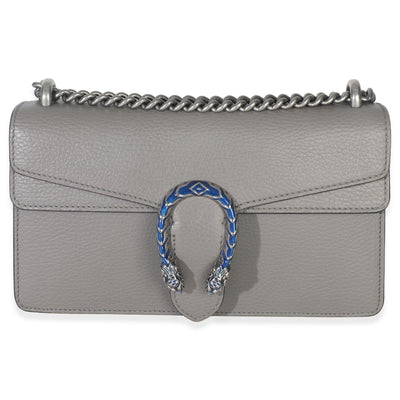 Gucci Dusty Grey Pebbled Calfskin Small Dionysus Shoulder Bag Handbag fv