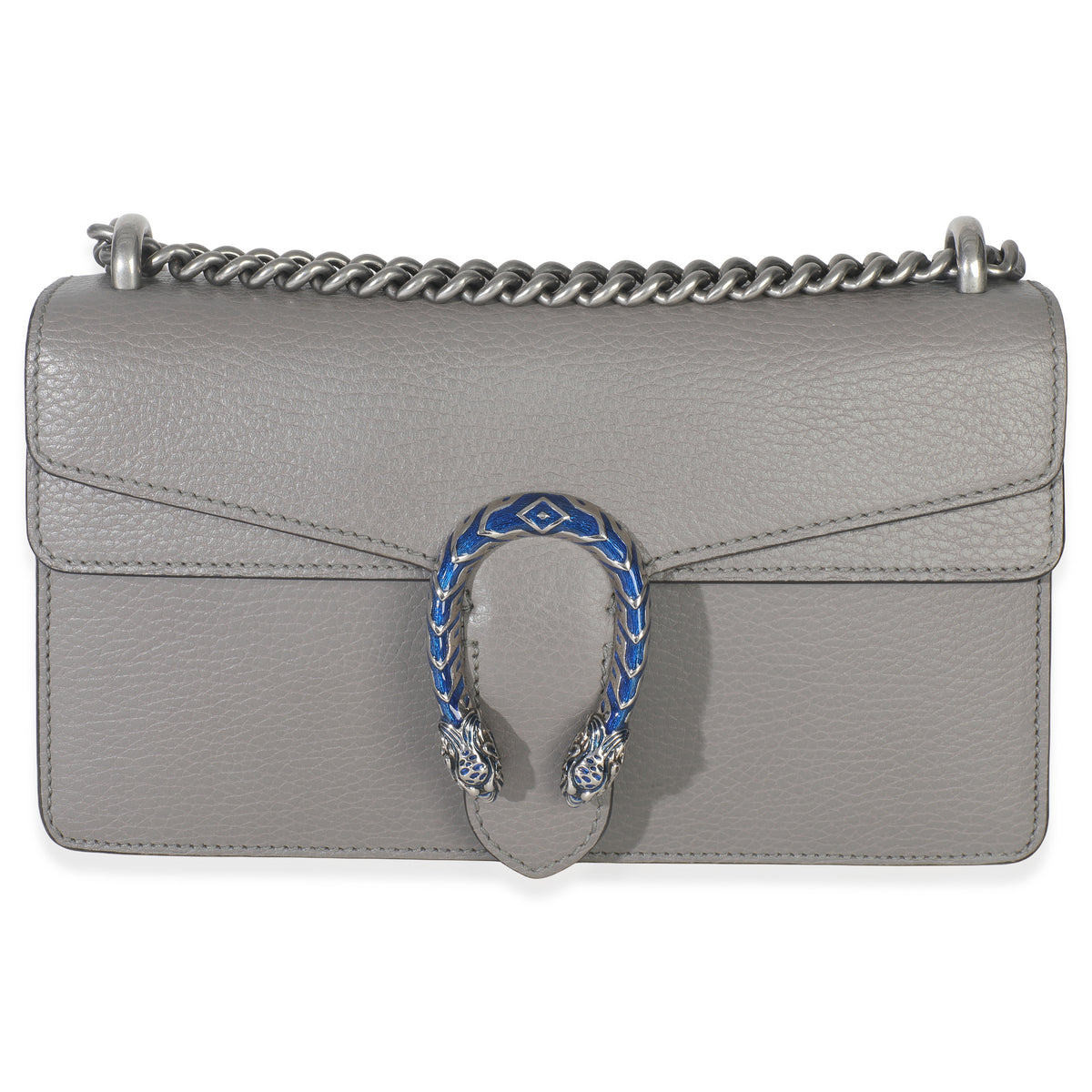 Gucci Dusty Grey Pebbled Calfskin Small Dionysus Shoulder Bag Handbag fv