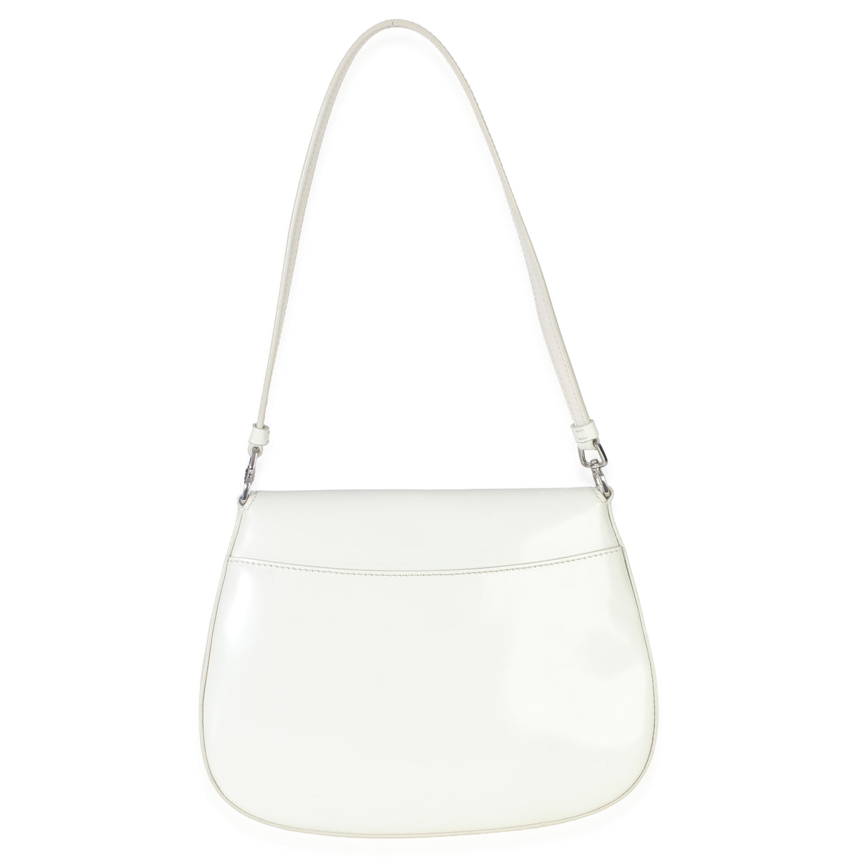 Prada White Brushed Leather Small Cleo Handbag bv