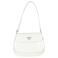Prada White Brushed Leather Small Cleo Handbag fv