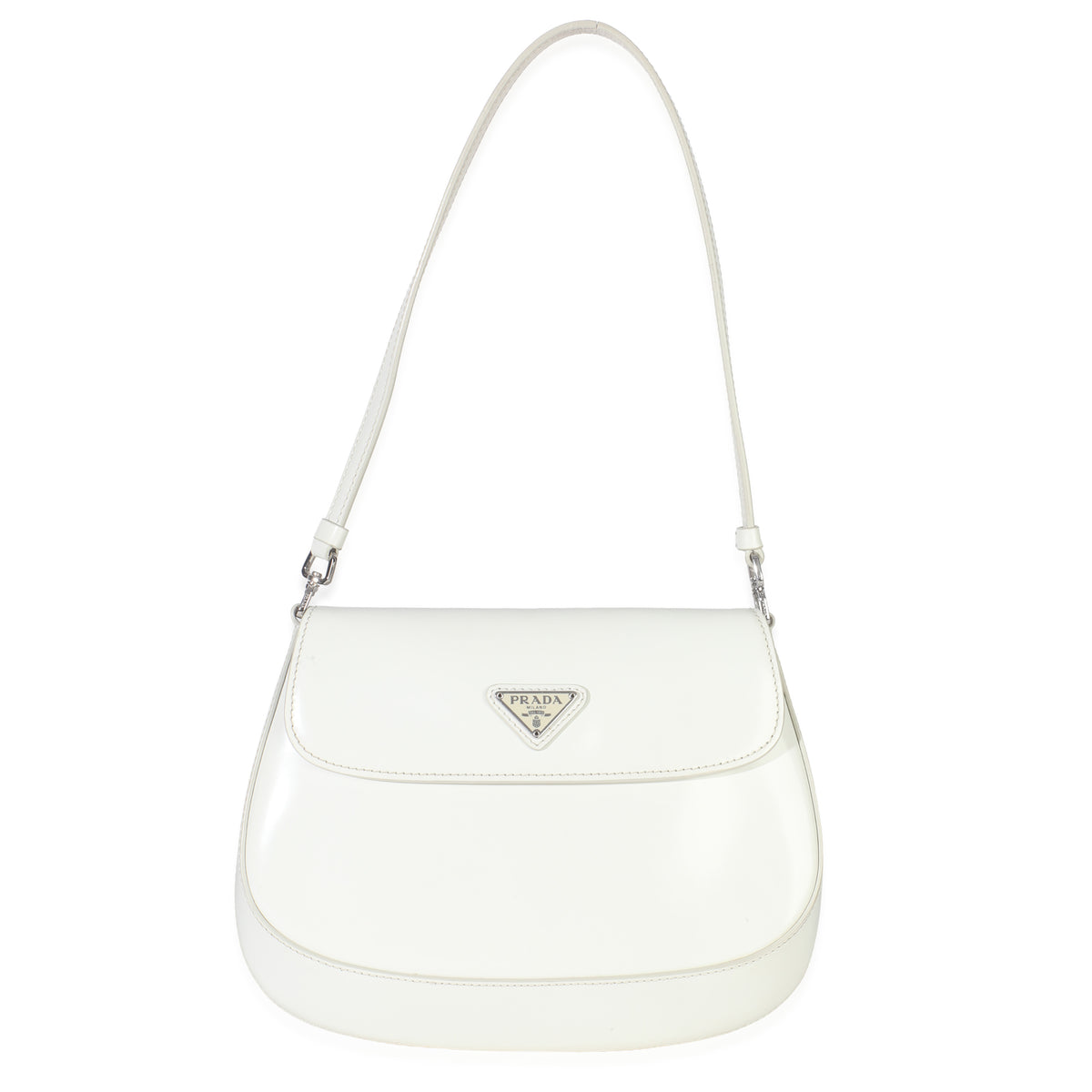 White Brushed Leather Small Cleo