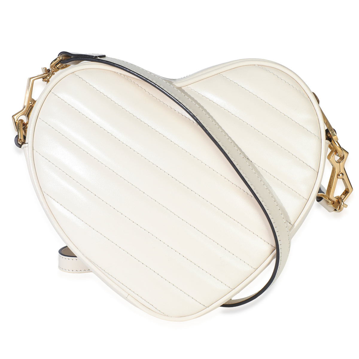 Gucci Creme Matelasse Calfskin Diagonal Mini Interlocking G Heart Bag Handbag bv