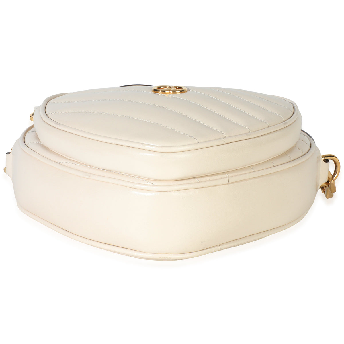 Gucci Creme Matelasse Calfskin Diagonal Mini Interlocking G Heart Bag Handbag stamp