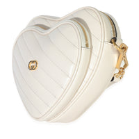 Gucci Creme Matelasse Calfskin Diagonal Mini Interlocking G Heart Bag Handbag sv