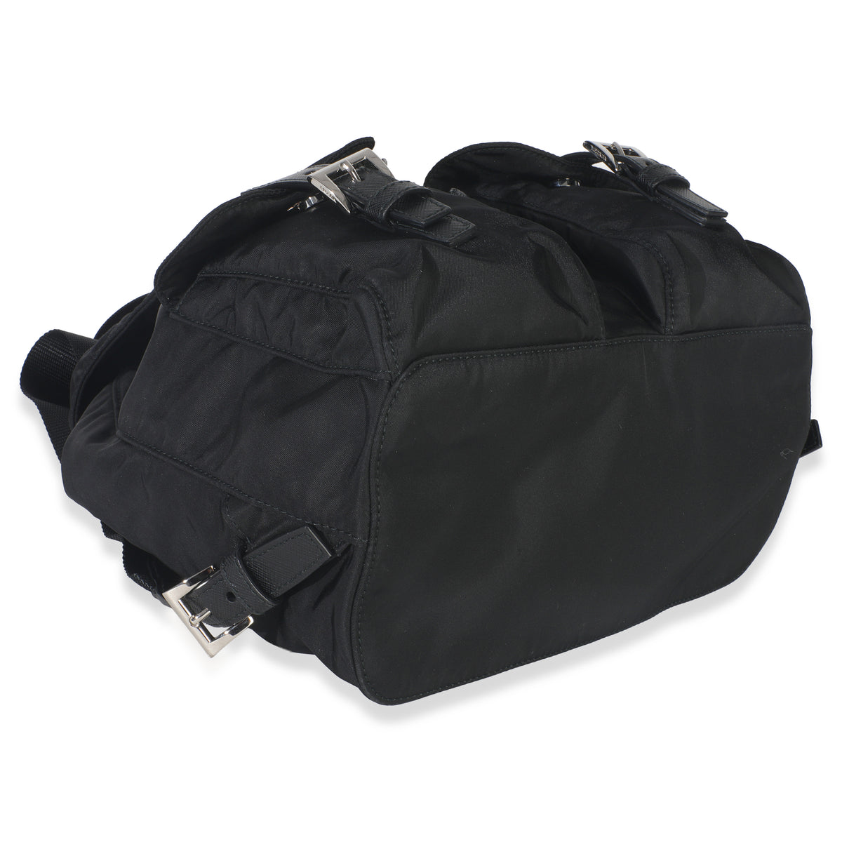 Prada Black Re Nylon Small Drawstring Backpack Handbag clasp