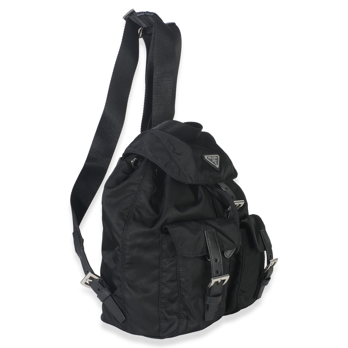 Prada Black Re Nylon Small Drawstring Backpack Handbag pv