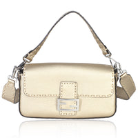 Gold Metallic Roma Sellerissima Nappa Medium Baguette Bag