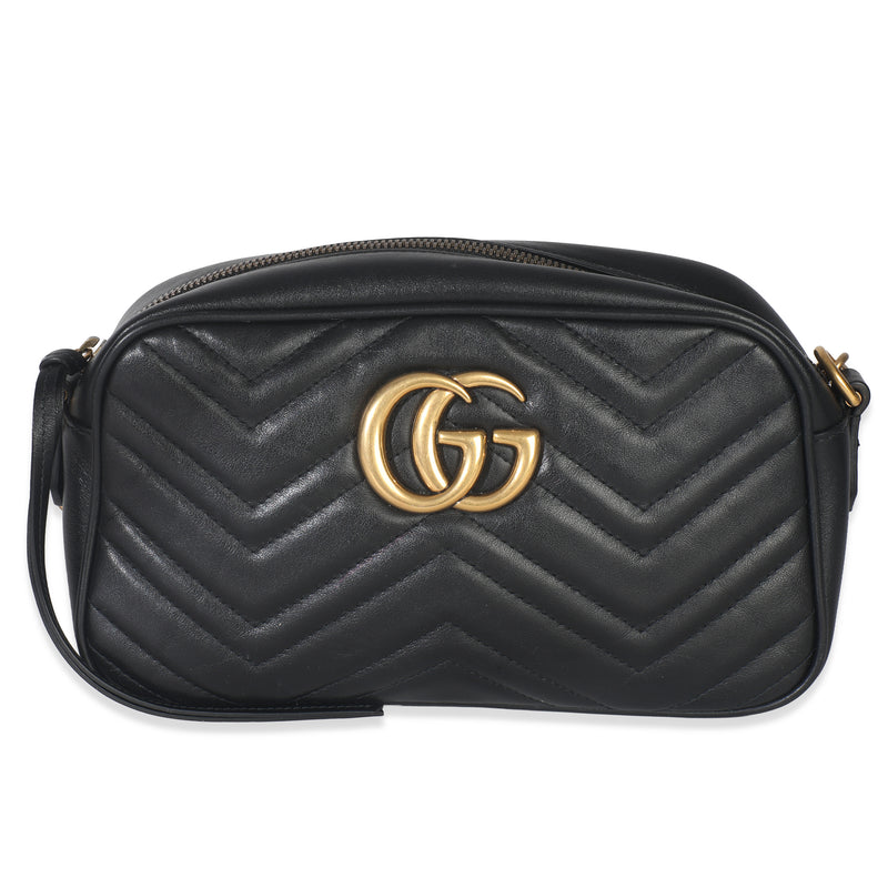 Black Matelasse Calfskin GG Marmont Camera Bag