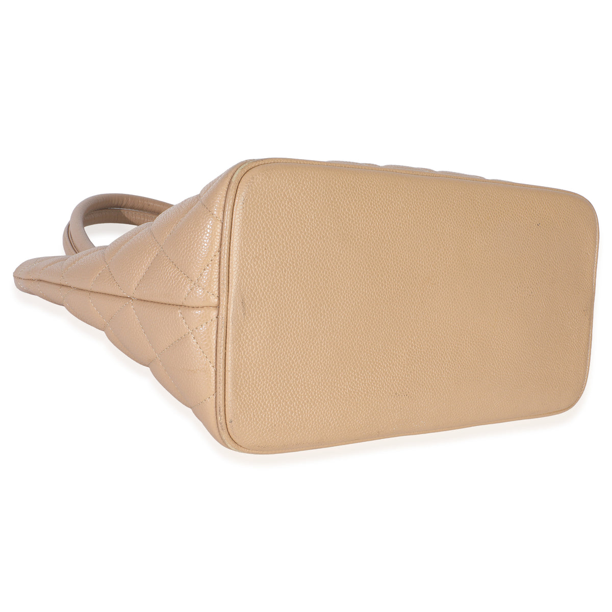 Chanel Beige Quilted Caviar Medallion Tote Handbag clasp