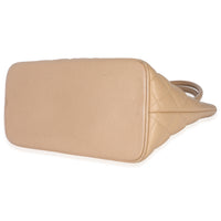 Beige Quilted Caviar Medallion Tote