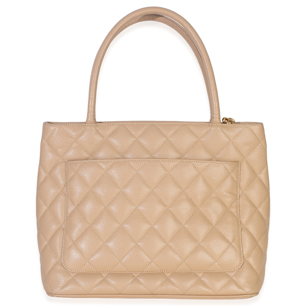 Beige Quilted Caviar Medallion Tote