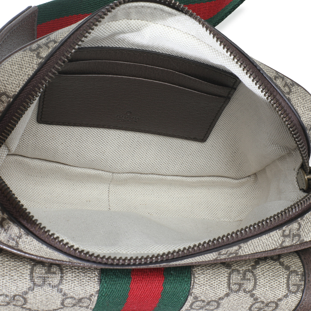 Beige GG Supreme Canvas Ophidia Mini Front Pocket Crossbody Bag