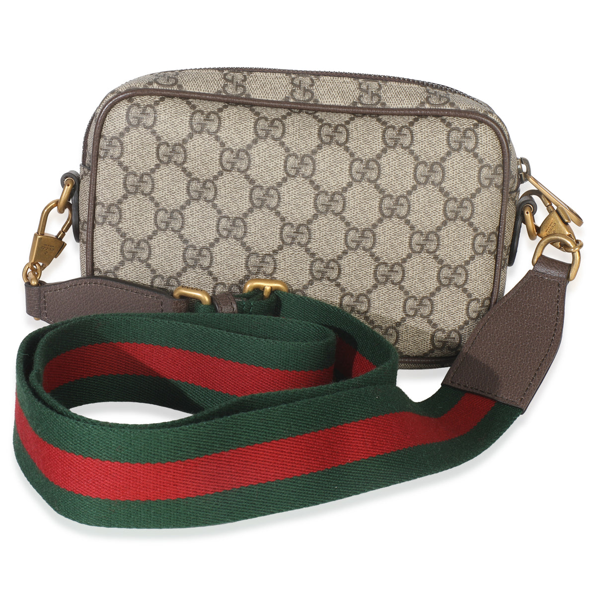 Beige GG Supreme Canvas Ophidia Mini Front Pocket Crossbody Bag