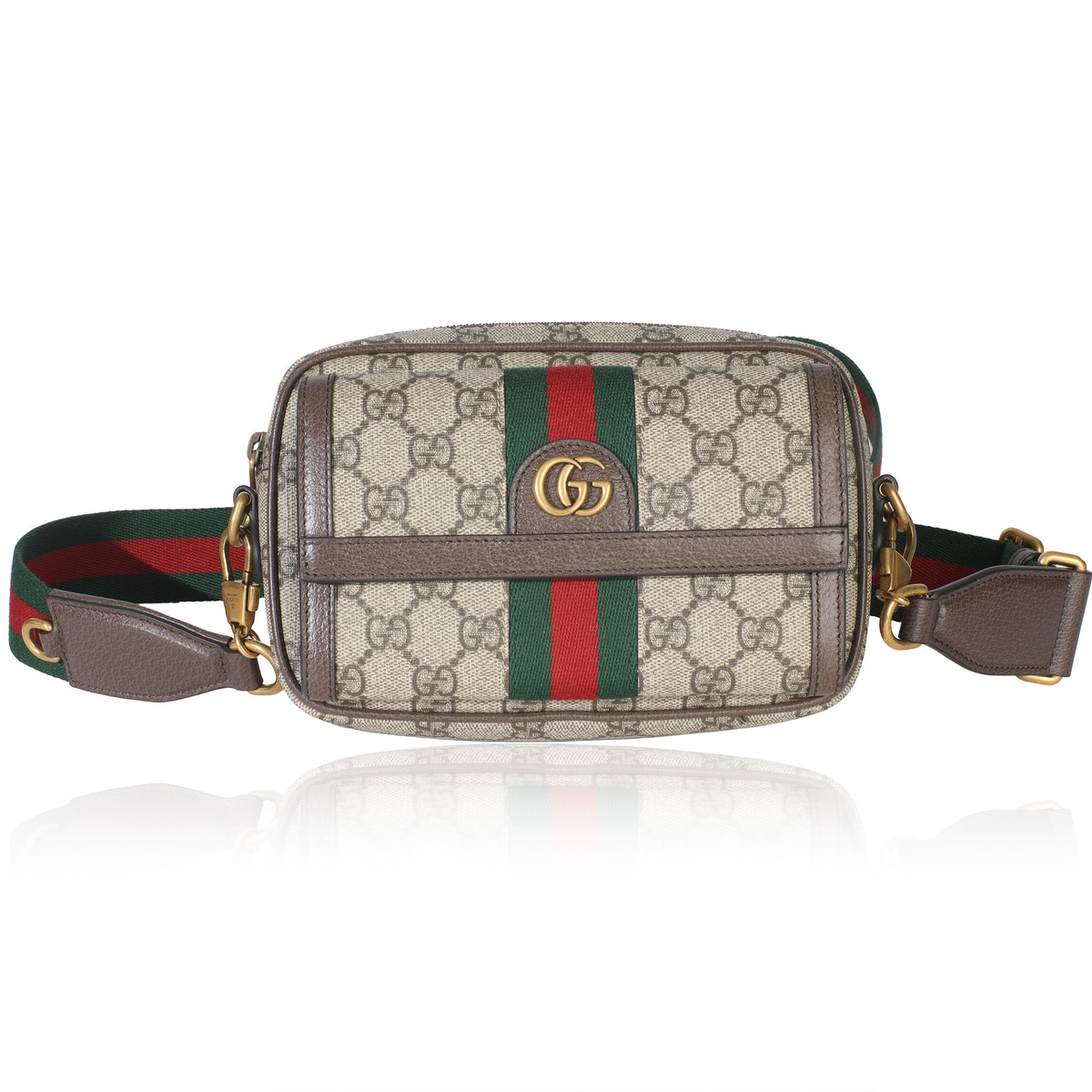 Beige GG Supreme Canvas Ophidia Mini Front Pocket Crossbody Bag