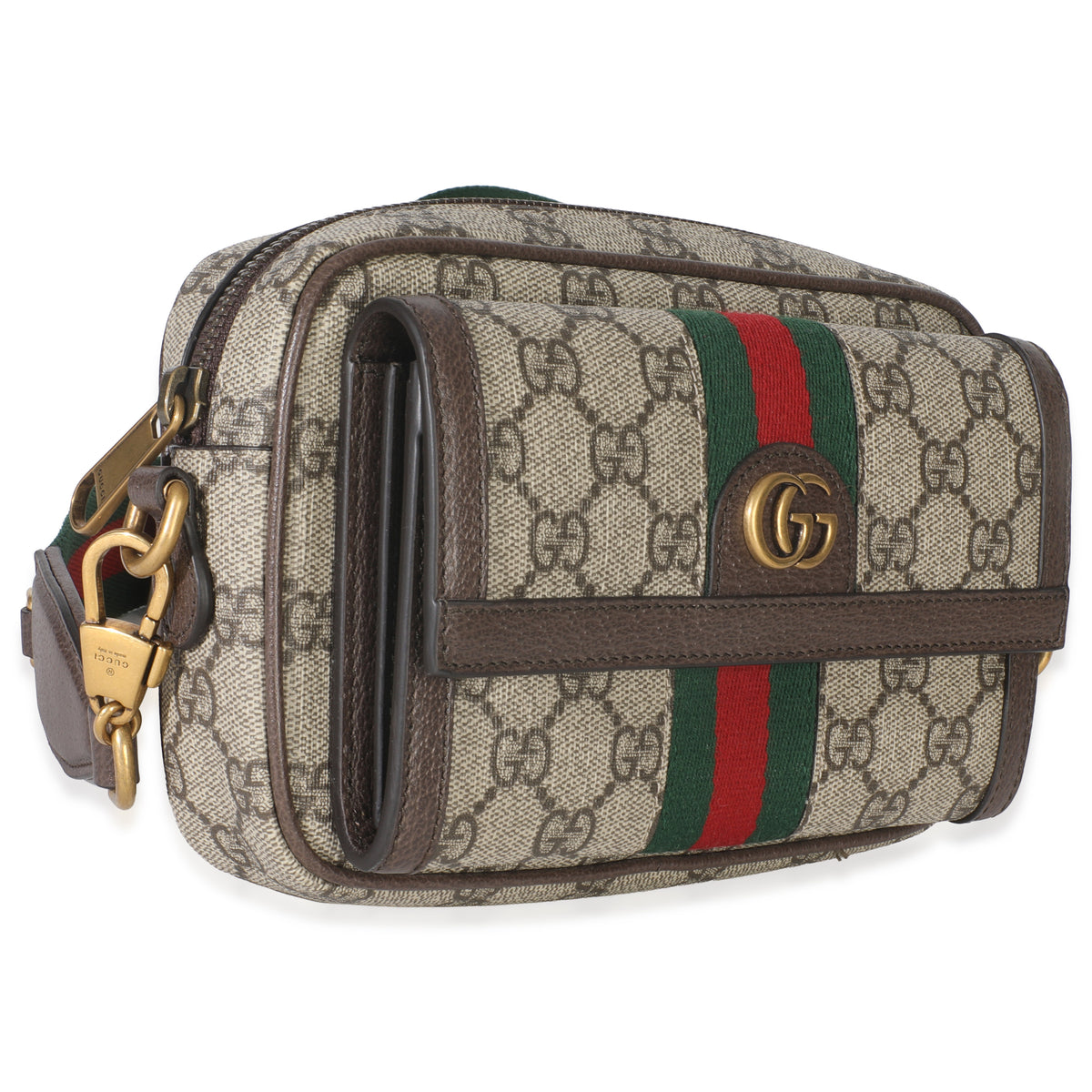 Beige GG Supreme Canvas Ophidia Mini Front Pocket Crossbody Bag