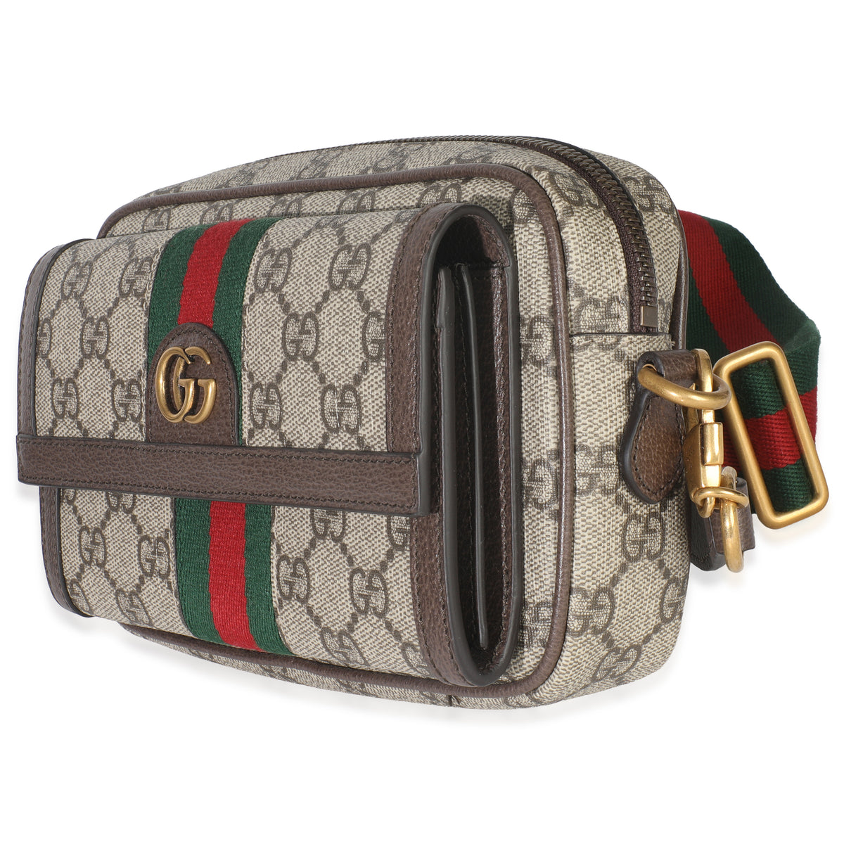 Beige GG Supreme Canvas Ophidia Mini Front Pocket Crossbody Bag