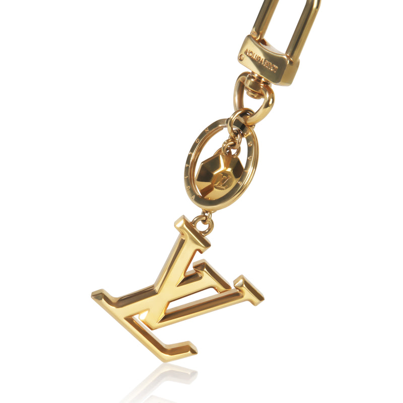 Gold Metal LV Facettes Bag Charm Key Holder