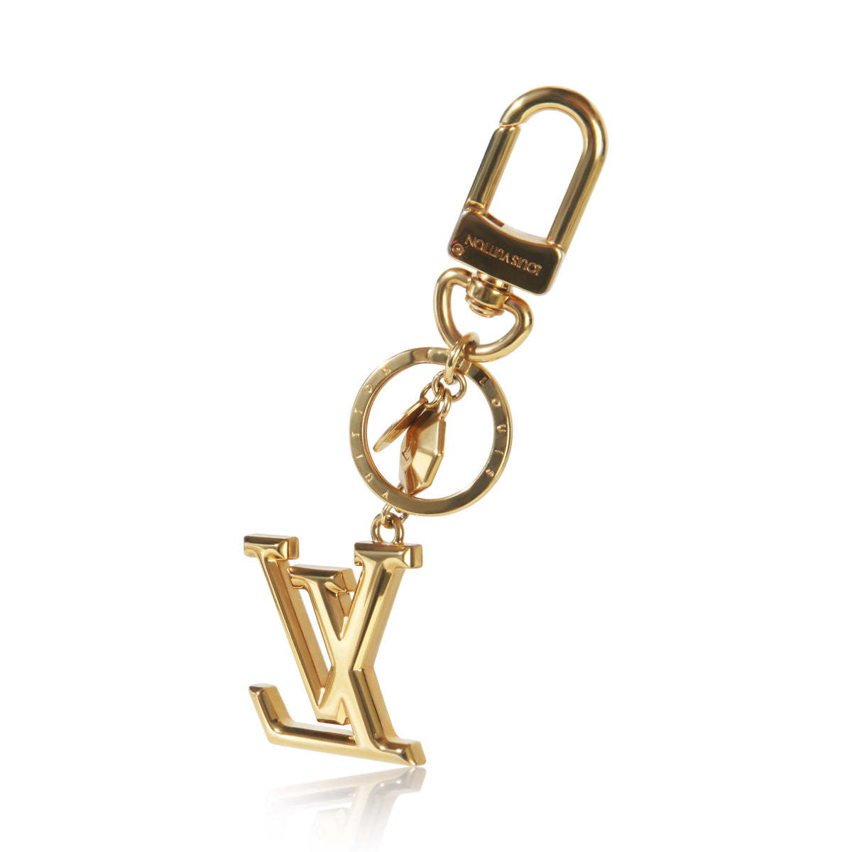 Gold Metal LV Facettes Bag Charm Key Holder